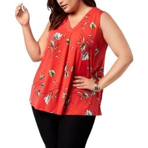 Alfani Plus Size Red Floral Sleeveless Tunic